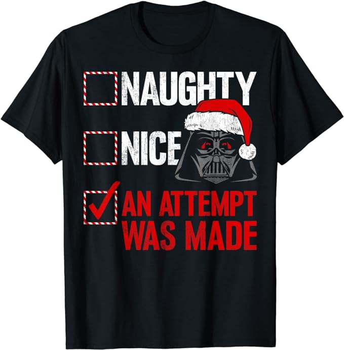 Star Wars Christmas Darth Vader Naughty or Nice Checklist T-Shirt