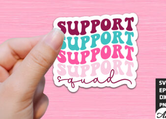 Support squad Retro Stickers t shirt template vector