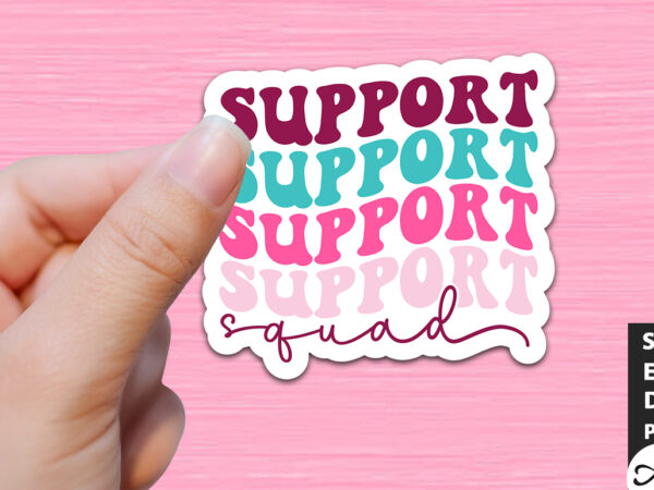 Support squad retro stickers t shirt template vector