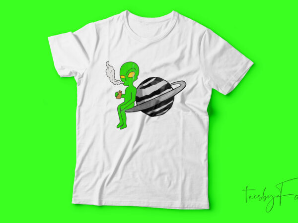Alien on planet| t-shirt design for sale
