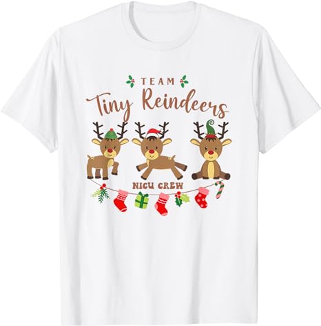 Team Tiny Reindeers NICU Nurse Christmas Pajamas T-Shirt