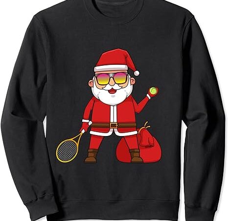Tennis player racket lover santa claus xmas gift sweatshirt