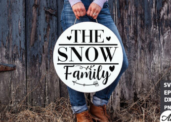 The snow family Round Sign SVG