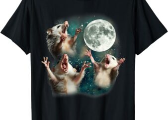 Three Possum Moon 3 Opossum Funny Weird Cursed Meme T-Shirt