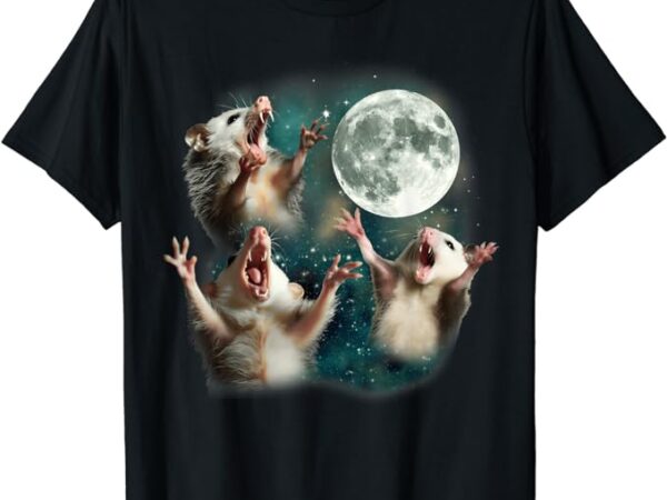 Three possum moon 3 opossum funny weird cursed meme t-shirt
