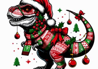 Trex Santa On Chrismast t shirt designs for sale