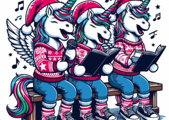 Cute Christmas Unicorn On Holiday t shirt vector file