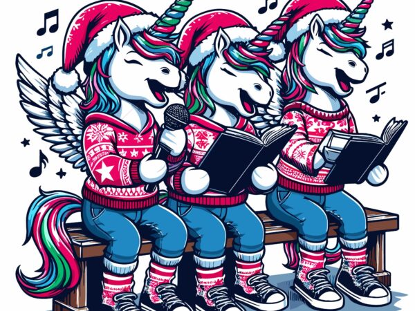 Cute christmas unicorn on holiday t shirt vector file