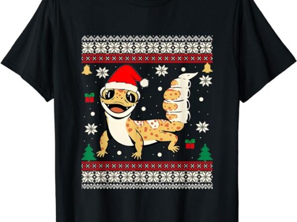 Ugly christmas pajama sweater leopard gecko animals lover t-shirt
