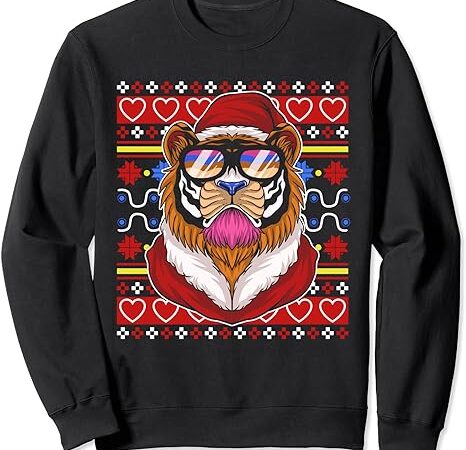 Ugly christmas xmas holiday santa claus party tiger sweatshirt
