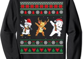 Ugly Sweater Christmas Dabbing Penguin Reindeer Polar Bear Sweatshirt