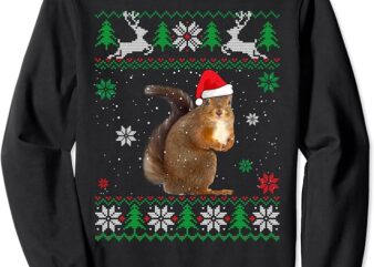 Ugly Sweater Christmas Squirrel Lover Santa Hat Animals Sweatshirt