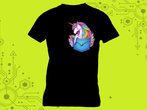 Pocket-sized unicorn tailor-made for print on demand websites t shirt illustration Pocket-sized unicorn tailor-made for print on demand websites t shirt illustration