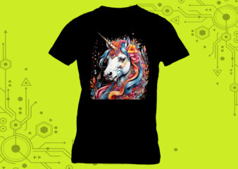 Pocket-Sized Unicorn tailor-made for Print on Demand websites t shirt illustration