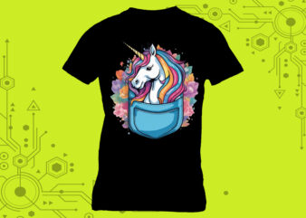 Pocket Unicorn Miniatures crafted exclusively for Print on Demand websites t shirt illustration