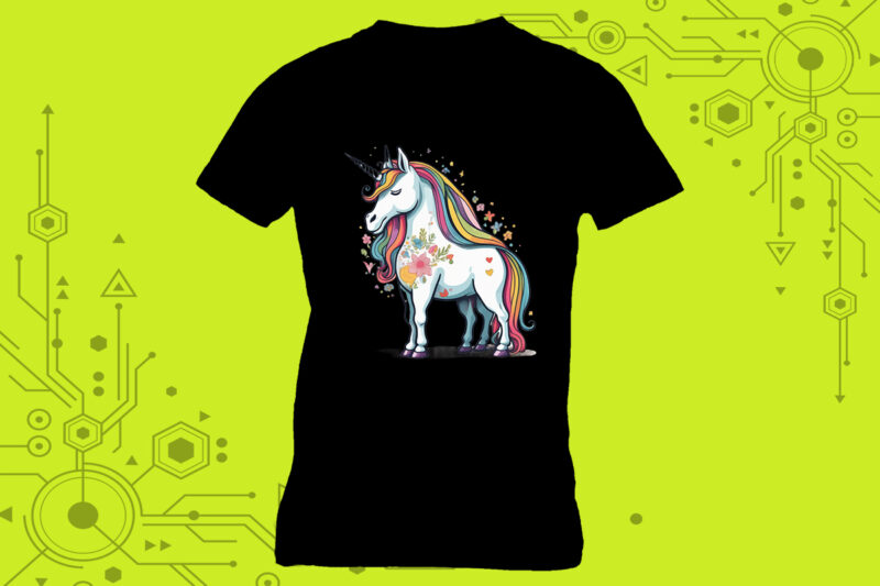 Adorable Pocket Unicorn Clipart meticulously crafted for Print on Demand websites