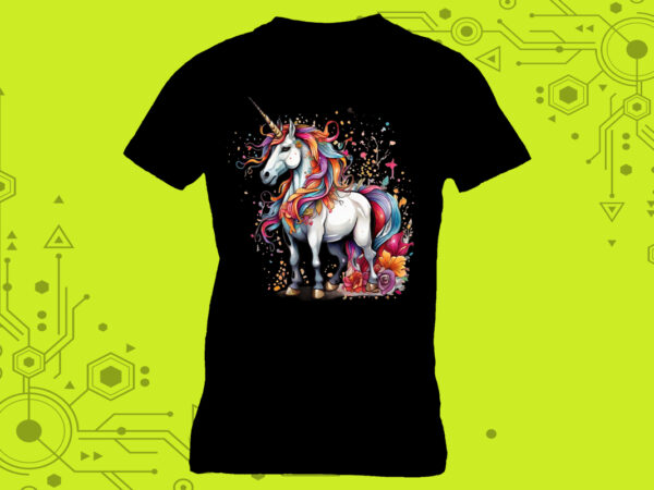 Pocket-sized unicorn elegance in clipart meticulously crafted for print on demand websites t shirt illustration