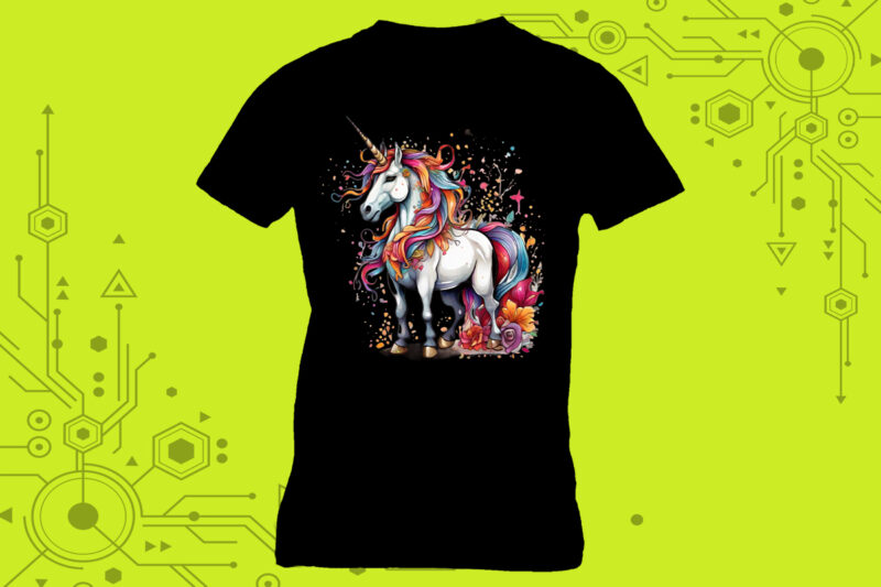 Pocket-Sized Unicorn Elegance in Clipart meticulously crafted for Print on Demand websites