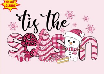 Tis The Season Tree Cake Pink Christmas Svg, Santa Christmas Svg, Pink Christmas Svg, Tree Christmas Svg t shirt designs for sale