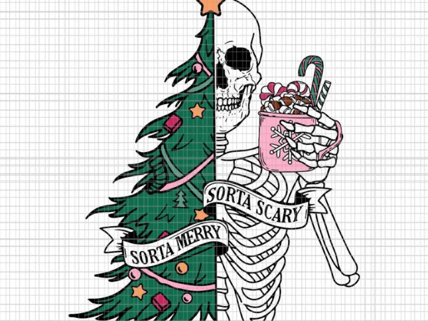 Funny christmas sorta merry sorta scary skeleton xmas tree svg, skeleton xmas tree svg, skeleton xmas svg t shirt graphic design
