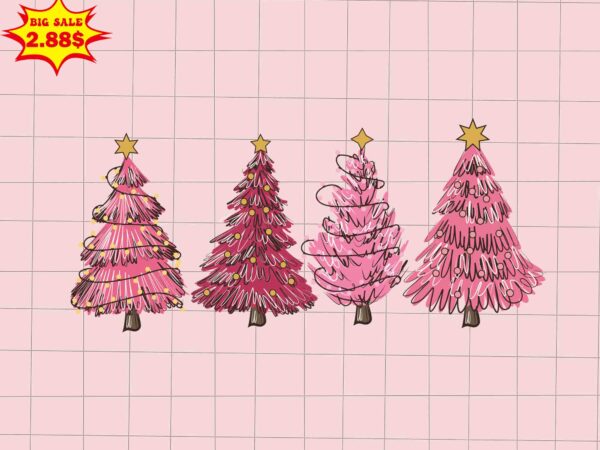 Pink christmas trees svg, santa christmas svg, pink christmas svg, tree christmas svg t shirt illustration