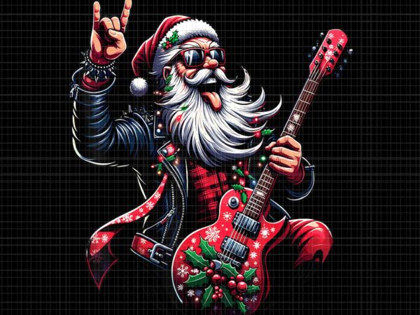 Rock & roll christmas santa claus guitar player png, santa claus guitar png, santa guitar png t shirt design online