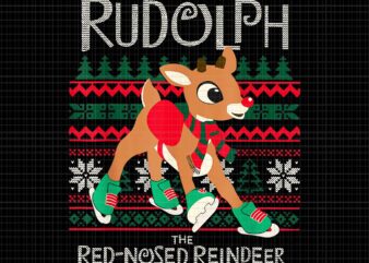 Cute Rudolph The Red Nosed Reindeer Christmas Special Xmas Png, Reindeer Christmas Png, Rudolph Reindeer Png t shirt vector file