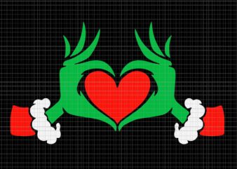 Elf With Cute Heart Hands Style Christmas Svg, Heart Hands Christmas Svg, Grinch Christmas Svg