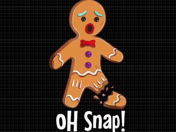 Gingerbread man cookie x-mas png, oh snap funny cute christmas png, gingerbread christmas png t shirt design template