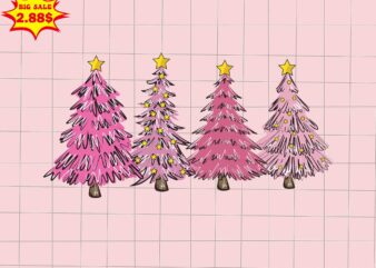 Pine Trees Pink Christmas Svg, Santa Christmas Svg, Pink Christmas Svg, Tree Christmas Svg