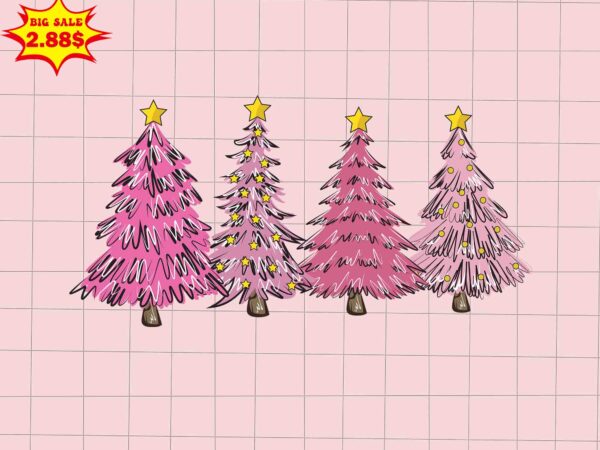 Pine trees pink christmas svg, santa christmas svg, pink christmas svg, tree christmas svg t shirt illustration