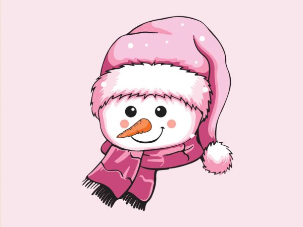 Snowman christmas pink svg, santa christmas svg, pink christmas svg, tree christmas svg t shirt template vector