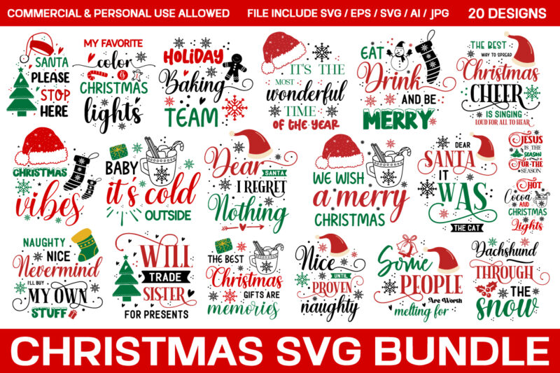 T-shirt Design Bundle , Funny Christmas svg bundle,