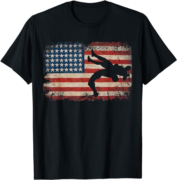 Usa Flag Wrestling American Flag Wrestling Wrestle Gift T-Shirt