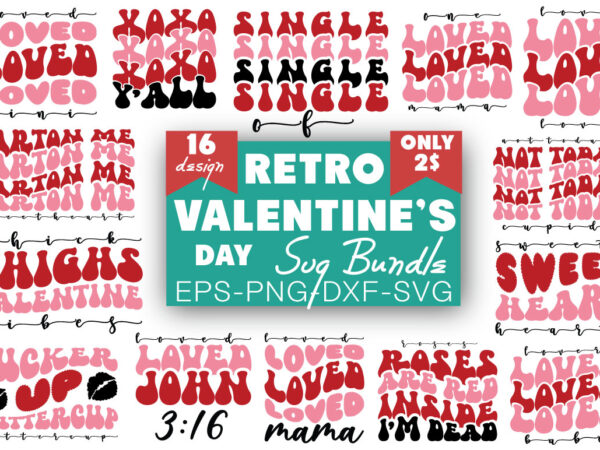 Retro valentine day t-shirt bumndle retro valentine day svg bumndle