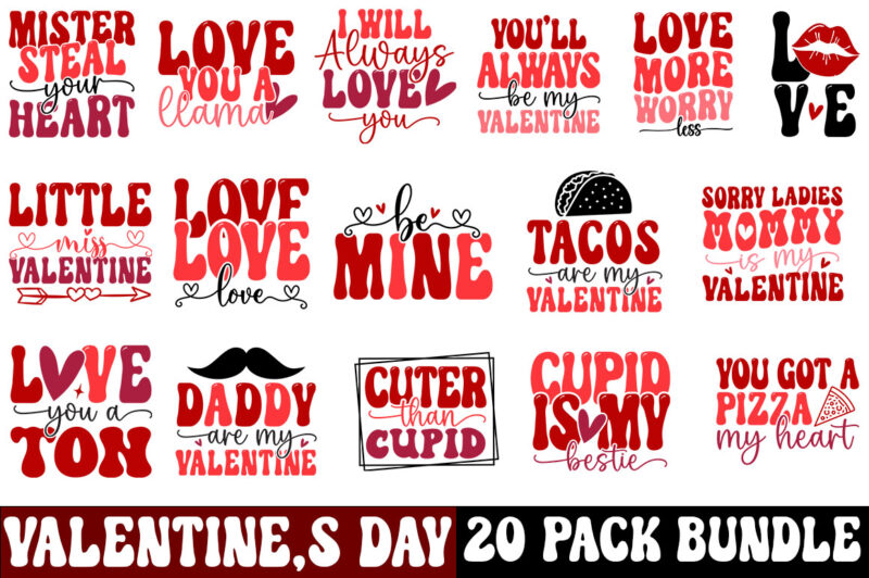 Valentine’s Day Retro SVG Design Bundle