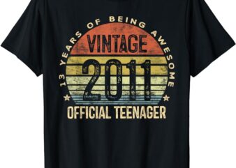 Vintage 2011 Official Teenager 13th Birthday Gifts 13 Yr Old T-Shirt