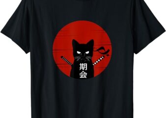 Vintage Japanese Sunset Style Cat Kitten Lover T-Shirt