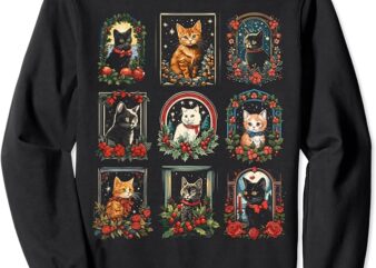 Vintage Kitten Christmas Cats, Cat Mom, Cat Dad Women, Men Sweatshirt