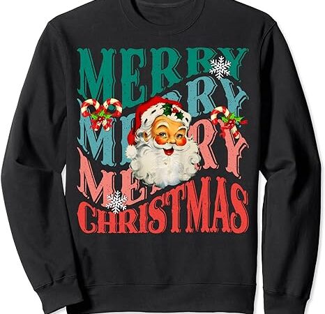 Vintage pink santa claus pink christmas design xmas sweatshirt