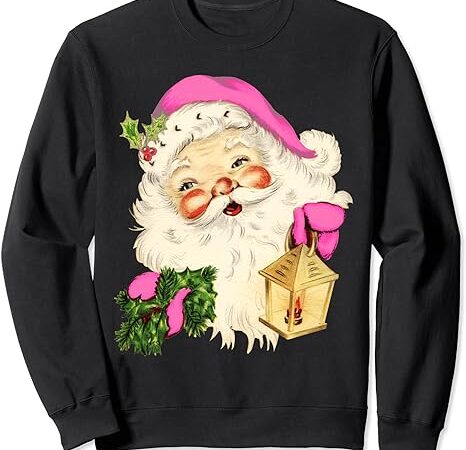 Vintage pink santa claus pink christmas sweatshirt 1