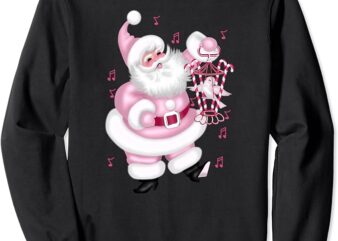 Vintage Pink Santa Claus with a Cute Bird Singing Sweatshirt