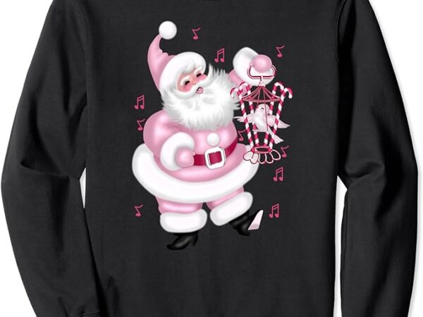 Vintage pink santa claus with a cute bird singing sweatshirt