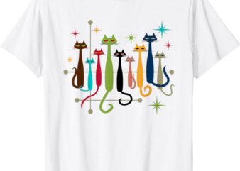 Vintage Retro Mid-Century Modern Look Cats 50s 60s Style T-Shirt