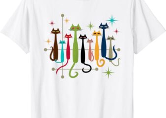 Vintage Retro Mid-Century Modern Look Cats 50s 60s Style T-Shirt