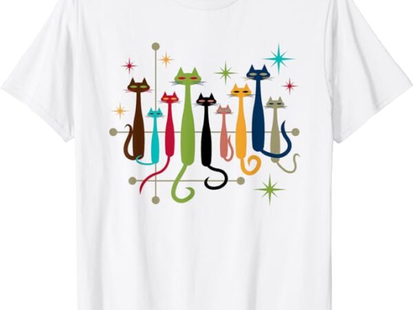 Vintage retro mid-century modern look cats 50s 60s style t-shirt