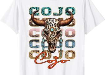 Vintage Rodeo Cojo Western Deserts Bull-Skull Cowhide Cojo T-Shirt