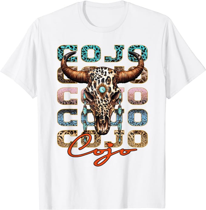 Vintage Rodeo Cojo Western Deserts Bull-Skull Cowhide Cojo T-Shirt