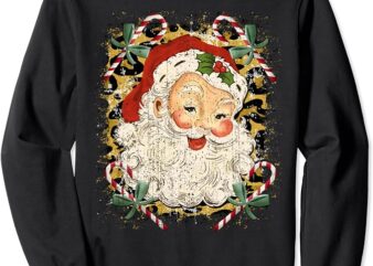 Vintage Santa Claus Leopard Jolly St Nicholas Christmas Joy Sweatshirt