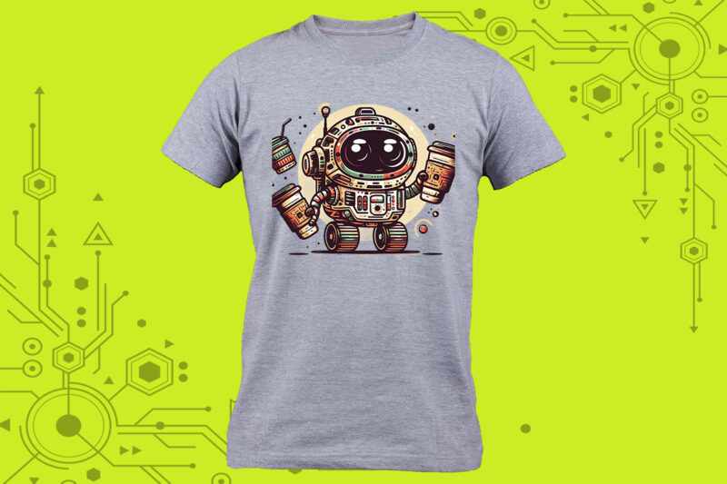 Trendy T-Shirt Alert Embrace Your Love for Futuristic Punk Character Illustration Clipart